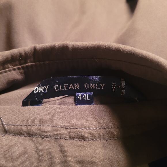 Perusal Trench Coat 44L Green Belted Classic Double Breasted Collared Wool Liner - Picture 11 of 11